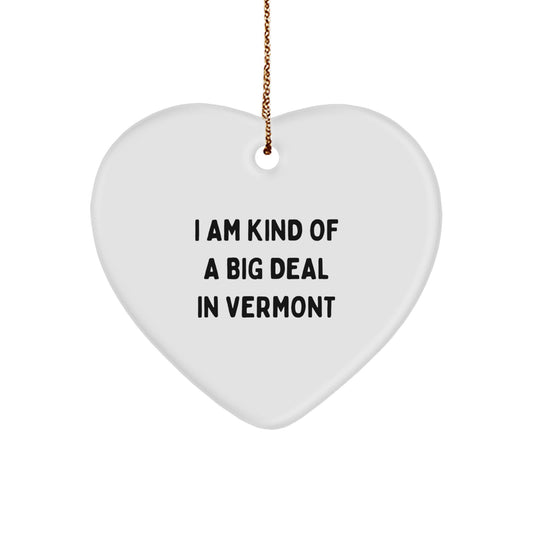 Funny Vermont Heart Ornament Gift for Friends and Family from the Green Mountain State - Image 1