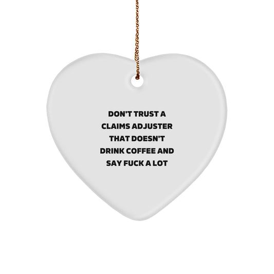 Funny Claims Adjuster Gifts, Heart Ornament for Claims Adjuster, Christmas Unique Gifts from Friends - Image 1