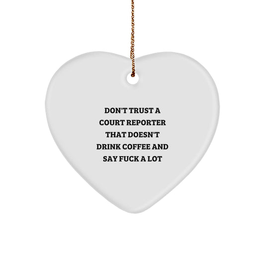 Funny Court Reporter Gifts for Men - Court Reporter Heart Ornament from Friends, Unique Christmas Unique Gifts for Court Reporters, Coffee Lovers Say 'F--k A Lot' - Image 1