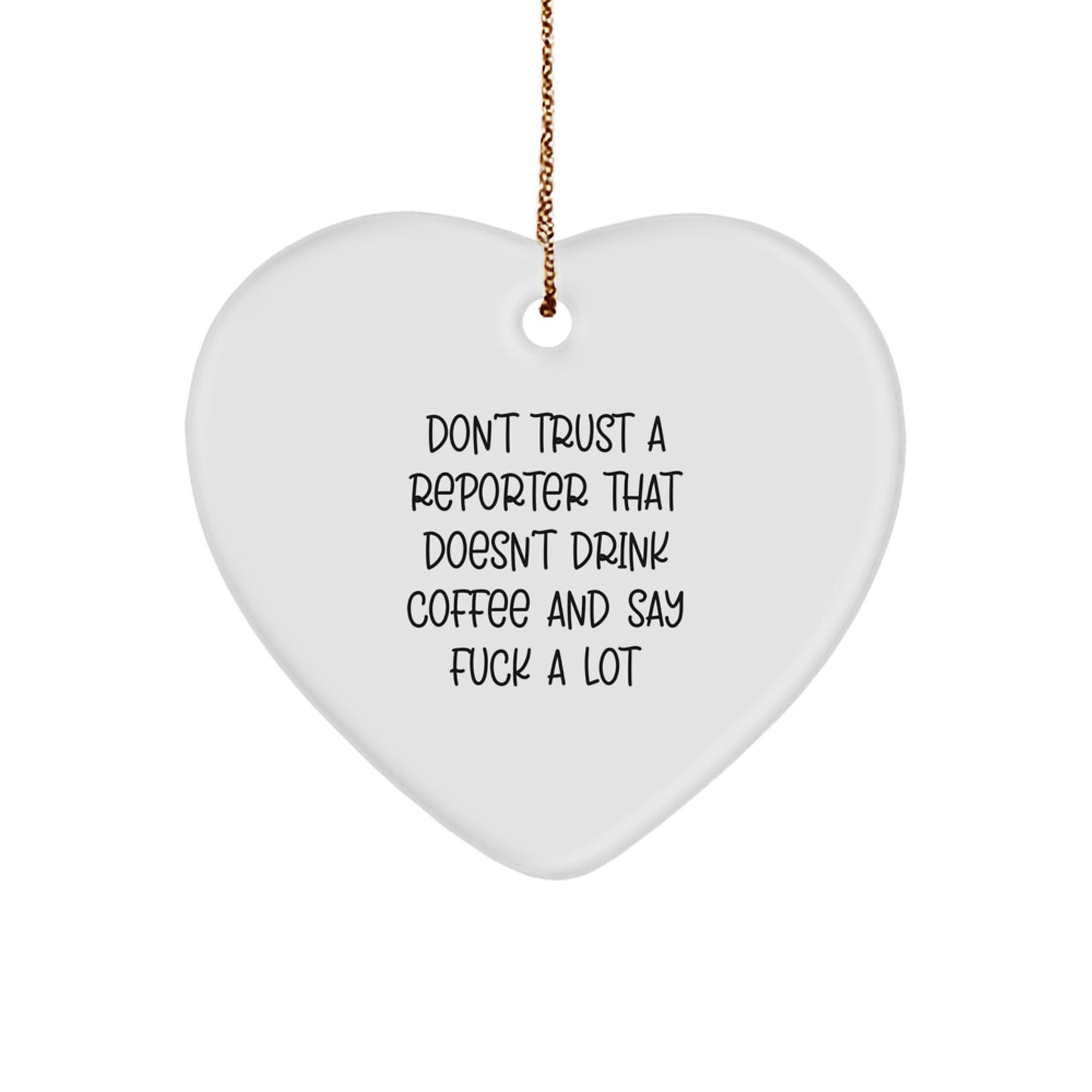 For Him Reporter Heart Ornament Gift Keepsake Christmas Coffee Lover - Image 1