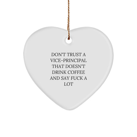 Funny Vice-principal Gifts, Heart Ornament with Coffee Lover Quote, Gifts from Friends to Vice-principal for Christmas - Image 1