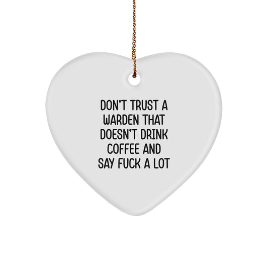 Funny Warden Heart Ornament Gifts from Men to Warden for Christmas Unique Presents - Image 1