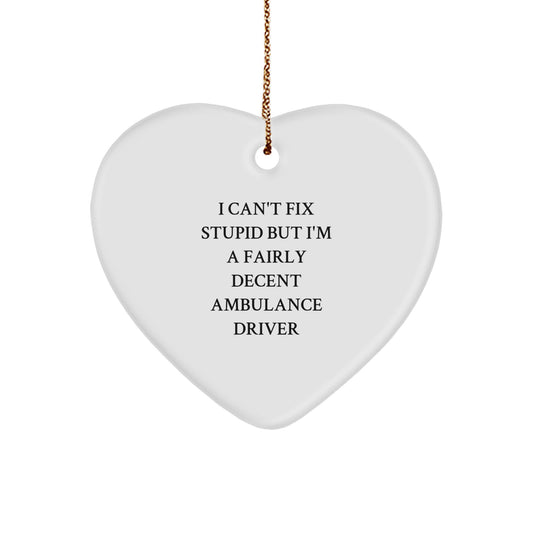 Funny Ambulance Driver Gifts for Him, Heart Ornament, Christmas Unique Presents from Friends or Family - Image 1