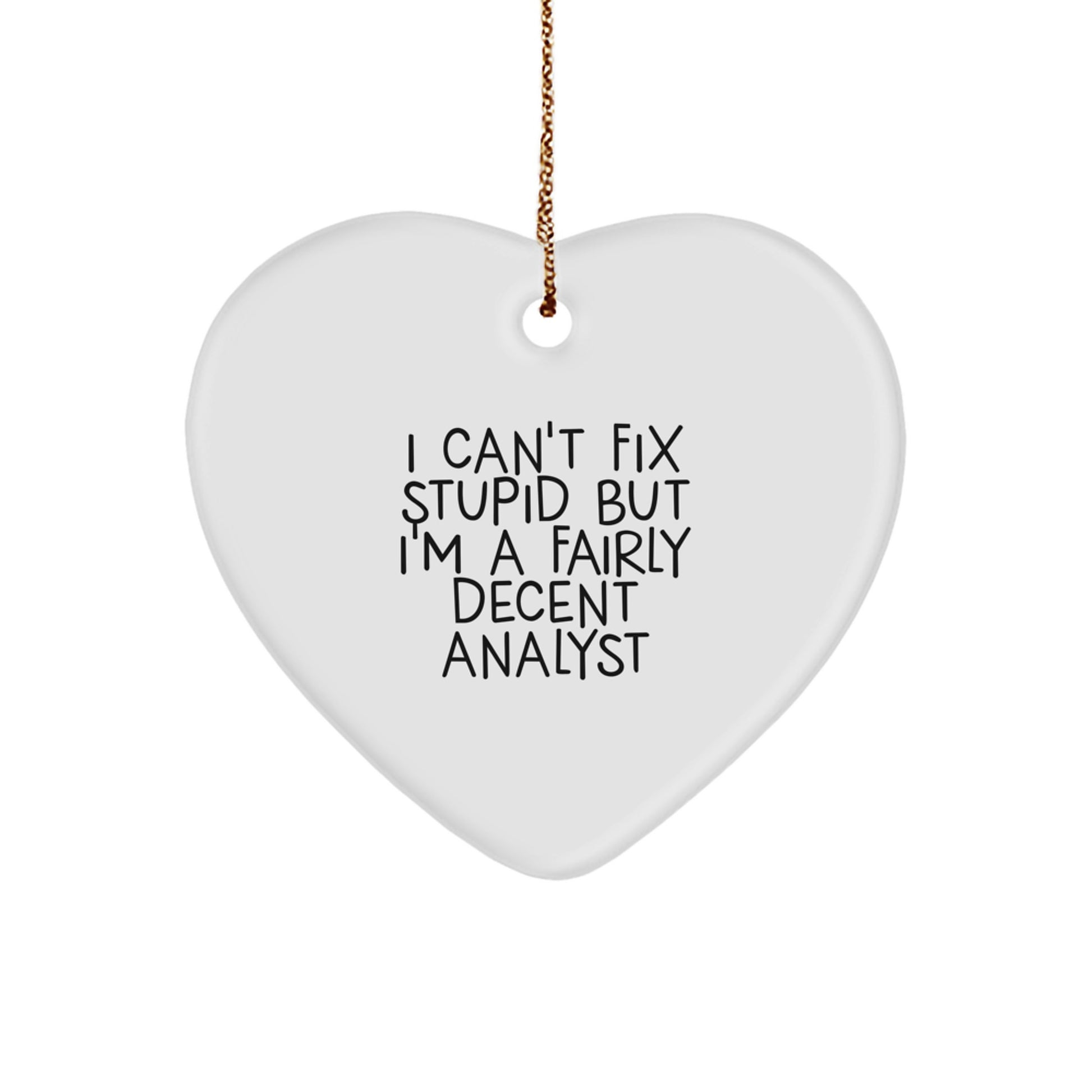Funny Analyst Heart Ornament Gifts from Friends for Men and Women - I Can't Fix Stupid but I'm A Decent Analyst, Christmas Unique Gifts - Image 1