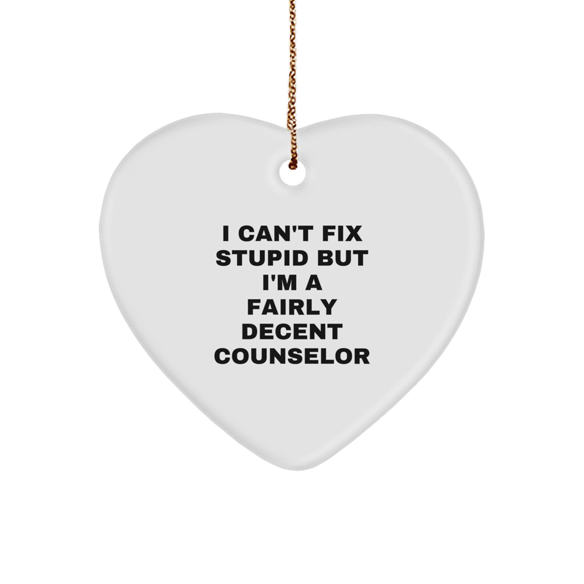 Funny Counselor Gift, Heart Ornament, I Can't Fix Stupid Quote, Christmas Unique Gifts, Gifts from Men to Women for Counselors - Image 1