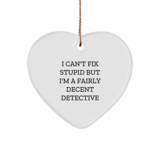 Funny Detective Christmas Unique Gifts from Men to Friends, Detective Heart Ornament for Detective Lovers - Image 1