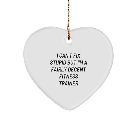 Fitness Trainer Gifts from Friends Funny Heart Ornament with Inspirational Quote for Fitness Trainers, Christmas Unique Gifts - Image 1