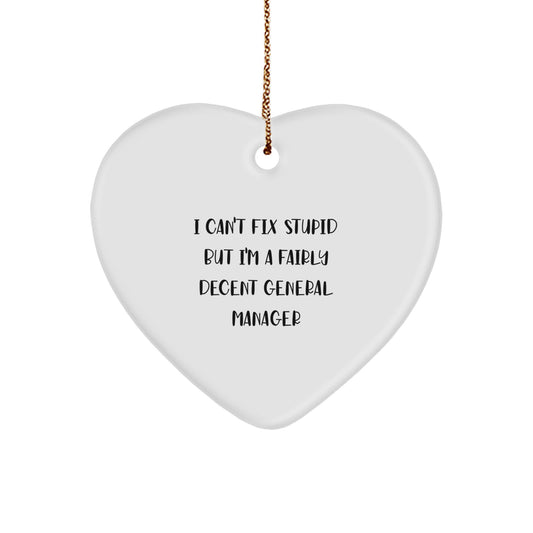 Funny General Manager Gifts, Inspirational Heart Ornament, Christmas Unique Gifts from Friends, Coworkers, Family to General Manager, Men, Women - Image 1