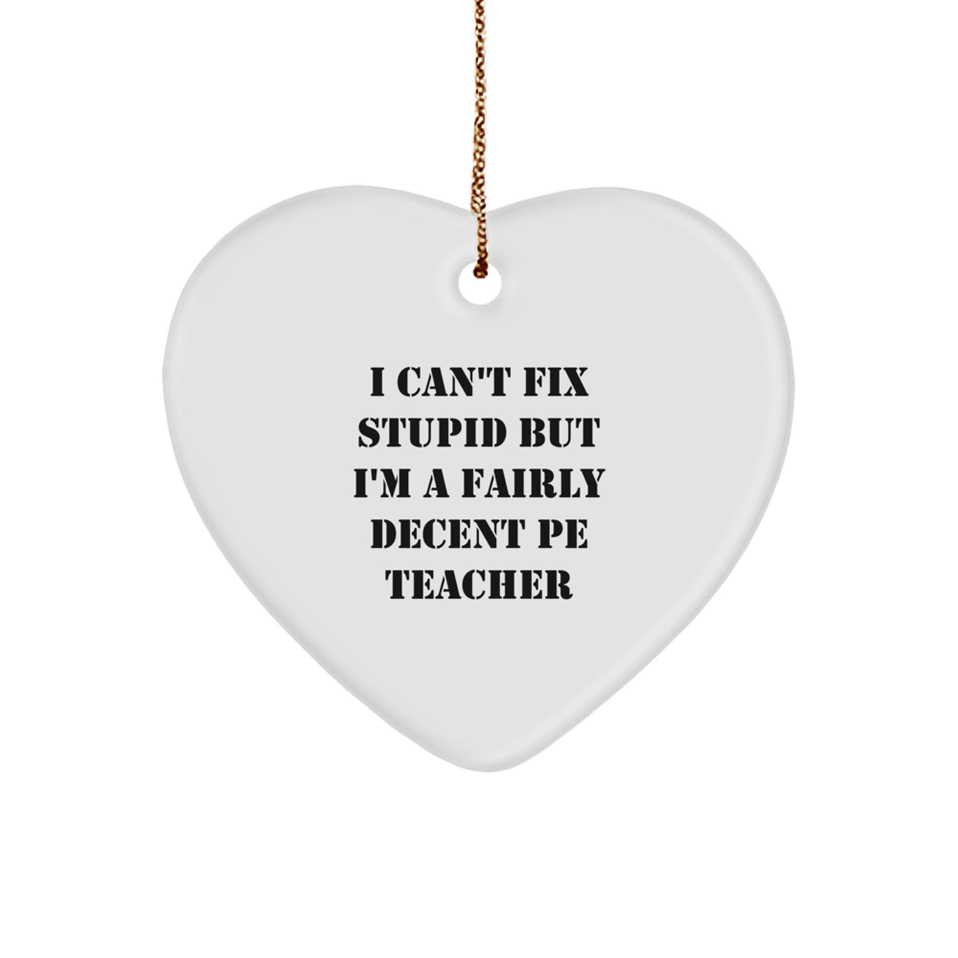 Funny PE Teacher Heart Ornaments for Office Christmas Unique Gifts - 'I'm A Fairly Decent' Humorous Decorations for PE Teachers from Friends and Family - Image 1