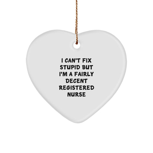 Funny Registered Nurse Gifts for Christmas Unique Heart Ornament from Men to Women Friends Coworkers Family - Image 1