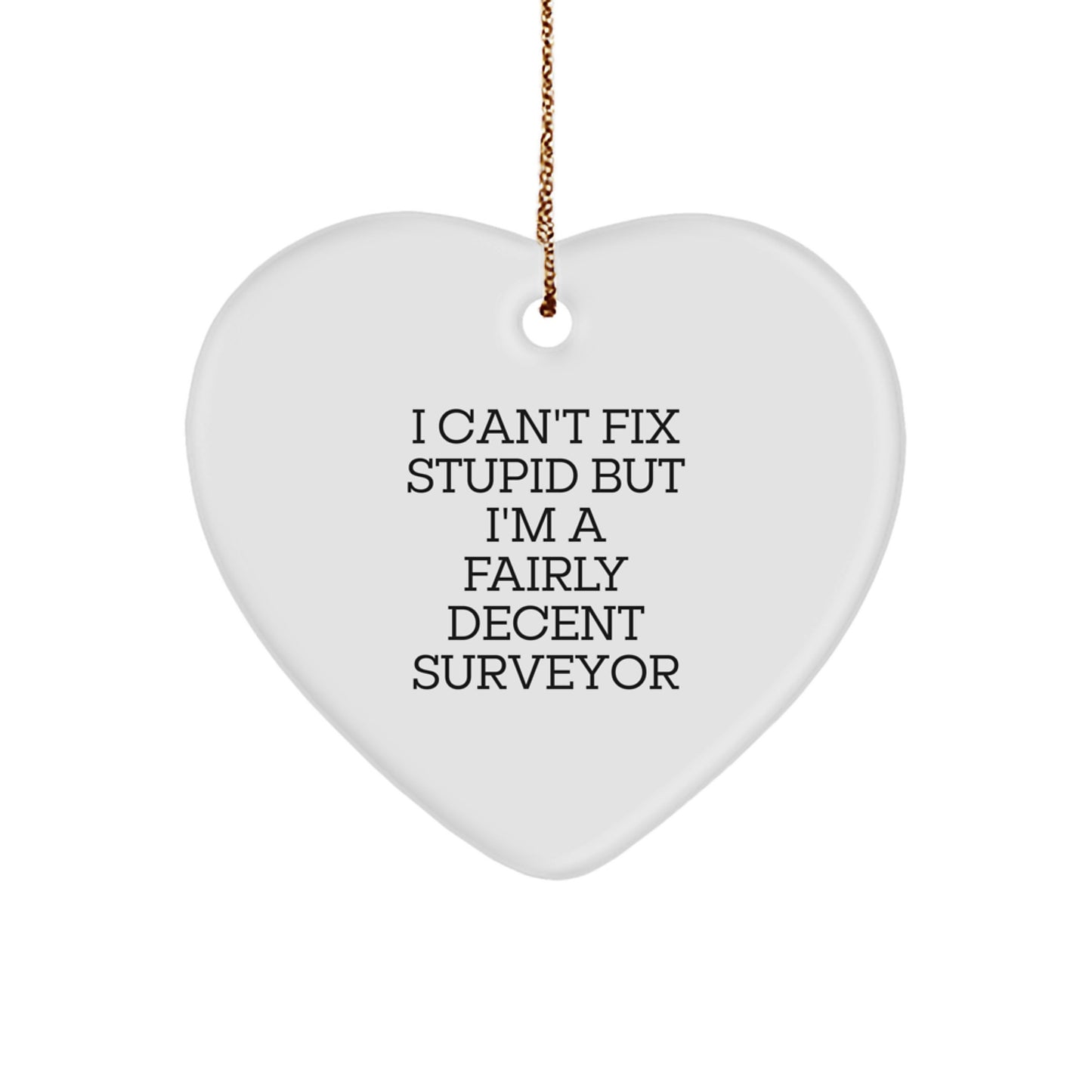 Surveyor Heart Ornament for Him Christmas Unique Gift - Can't Fix Stupid - Image 1