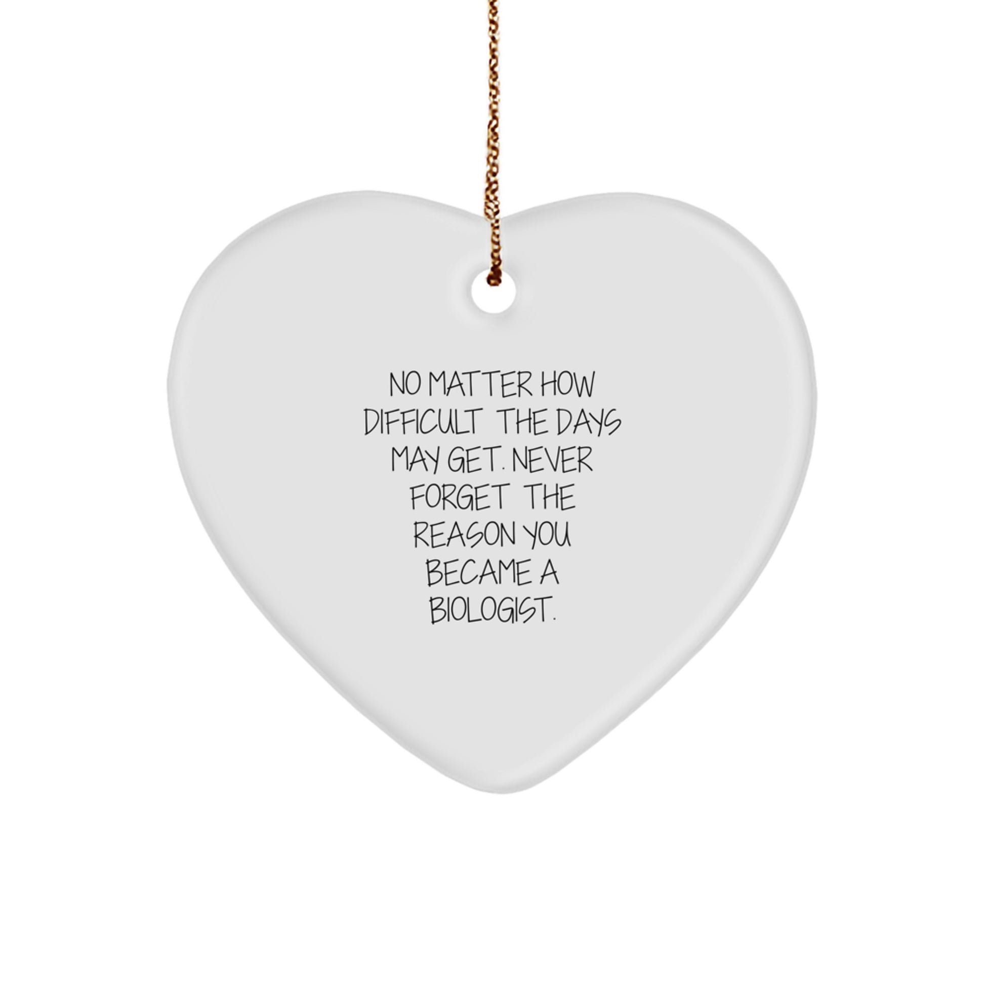 Funny Biologist Gifts for Men from Family, Heart Ornament 'No Matter How Difficult The Days May Get. Never Forget The Reason You Became A Biologist.' Christmas Unique Gifts - Image 1