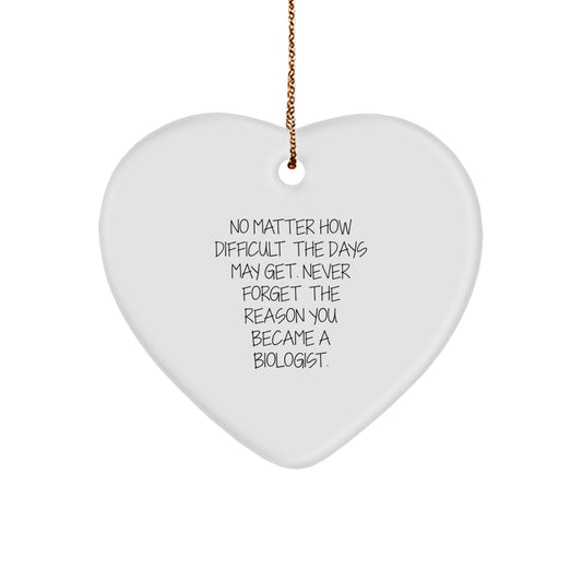 Funny Biologist Gifts for Men from Family, Heart Ornament 'No Matter How Difficult The Days May Get. Never Forget The Reason You Became A Biologist.' Christmas Unique Gifts - Image 1