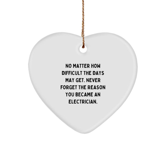 Electrician Heart Ornament Gifts from Friends, Christmas Unique Inspirational Quotes, Funny Heart-Shaped MDF Gift for Electrician - Image 1