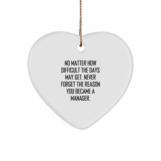 Funny Manager Inspirational Heart Ornament Gifts from Family or Friends for Manager Christmas Unique Gifts, Manager Heart Ornament Quote, Gifts for Manager, Christmas Ornaments for Manager - Image 1