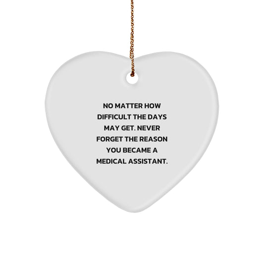 Medical Assistant Christmas Unique Gifts from Friends - Heart Ornament with Inspirational Quote - Never Forget The Reason You Became A Medical Assistant, Gifts for Medical Assistant Coworkers, Family - Image 1
