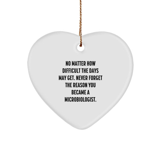 Inspirational Microbiologist Heart Ornament Gifts for Christmas from Friends to Family, 'Never Forget the Reason You Became a Microbiologist' - Unique Present for Men and Women - Image 1