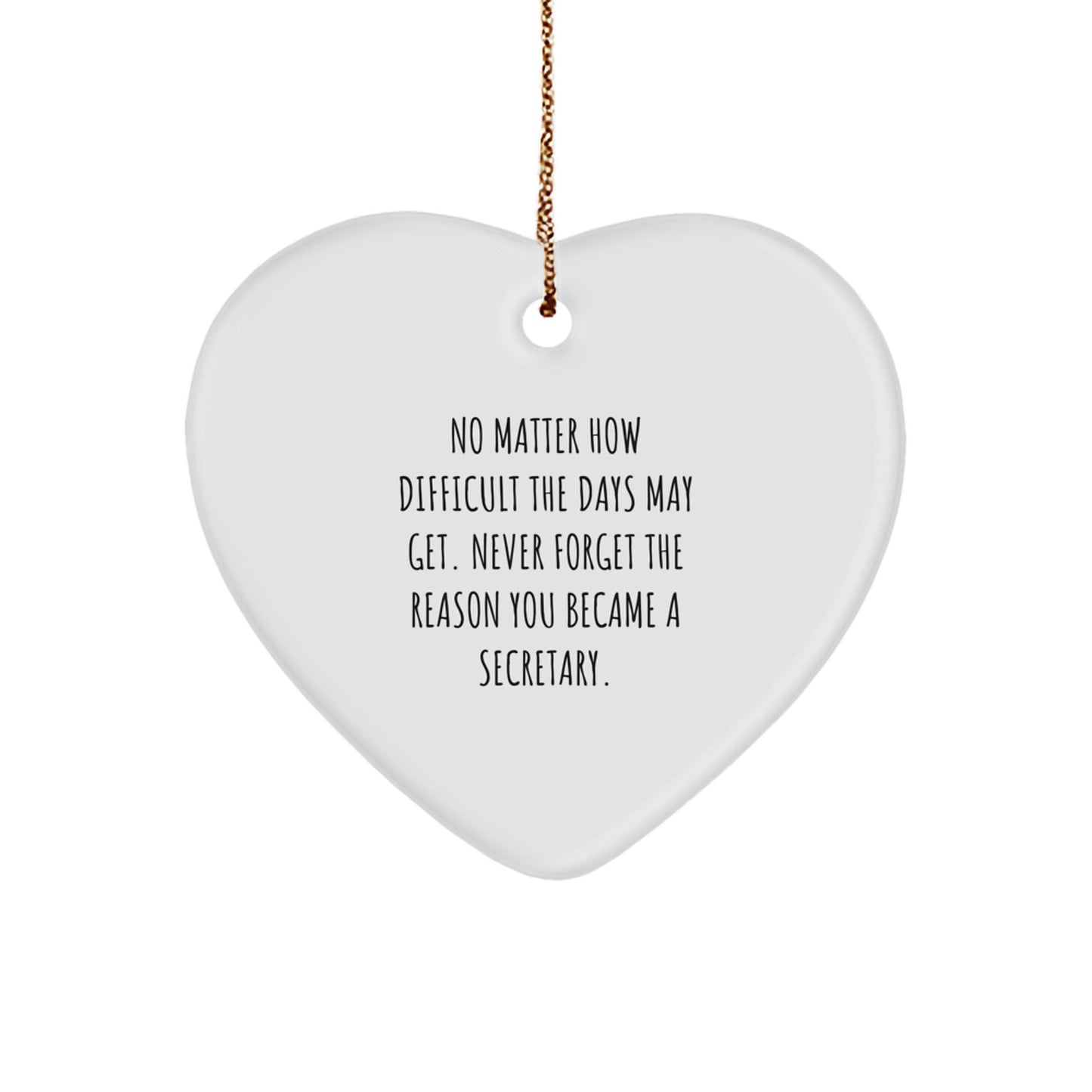 Christmas Unique Gift for Her Secretary Heart Ornament Present White - Image 1