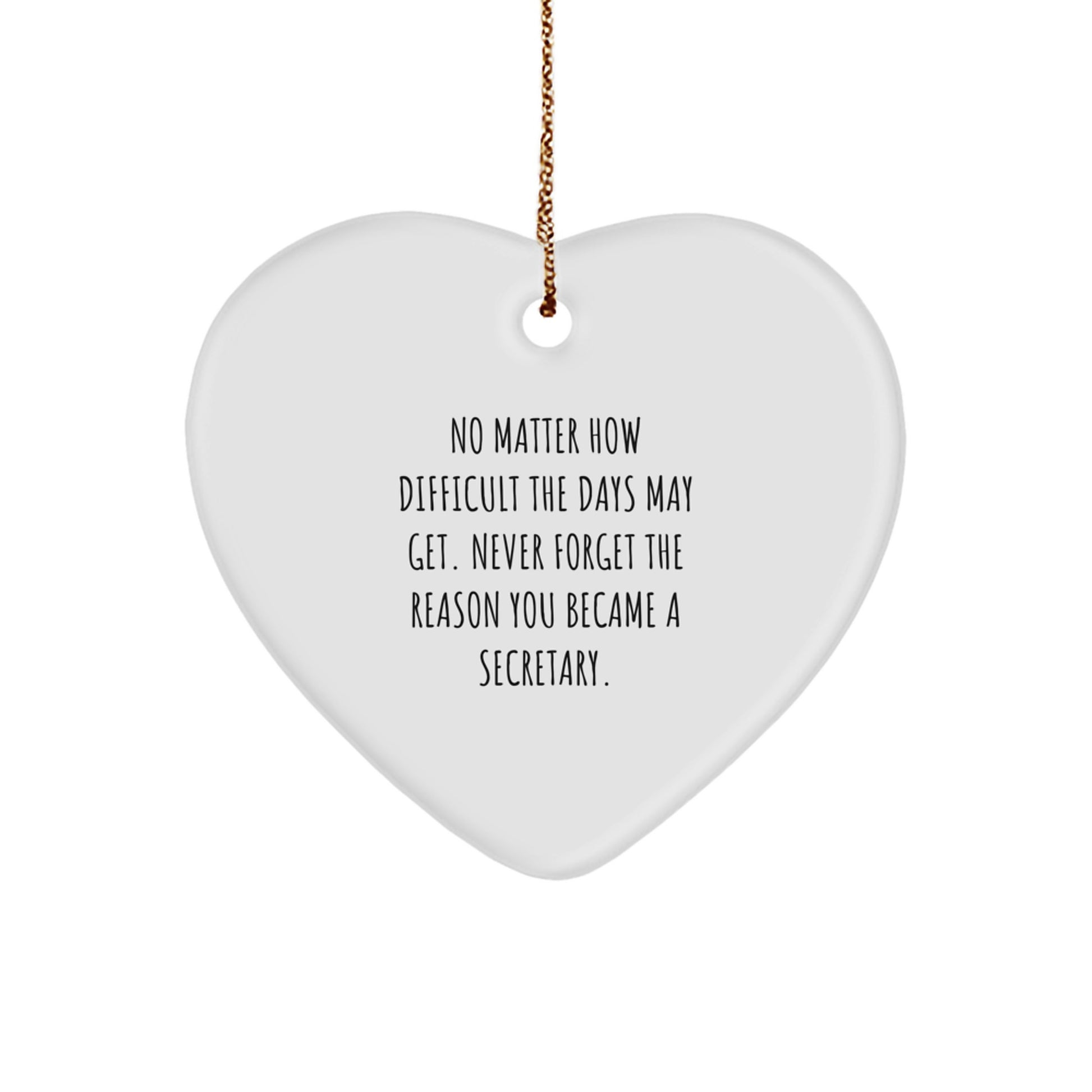 Christmas Unique Gift for Her Secretary Heart Ornament Present White - Image 1
