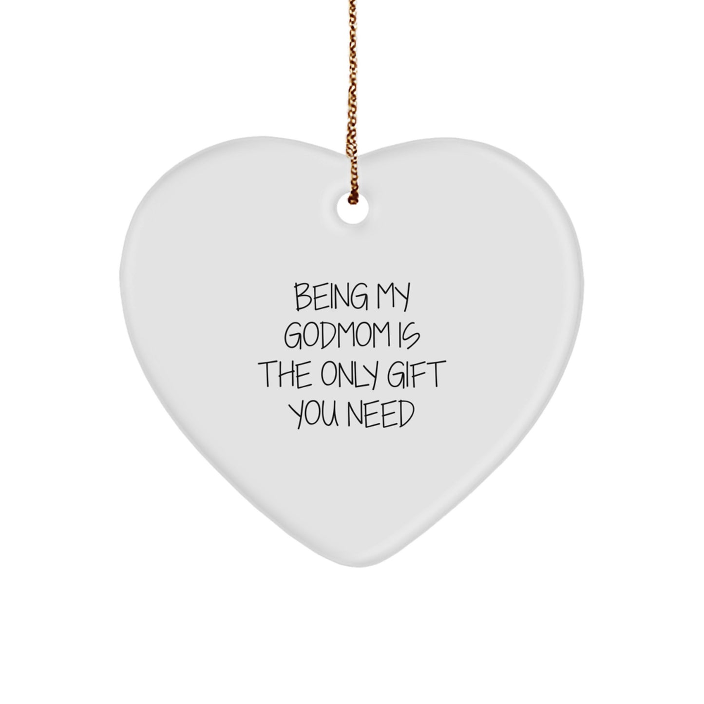 Godmom Keepsake White Heart Durable Christmas Ornament for Him Gift - Image 1