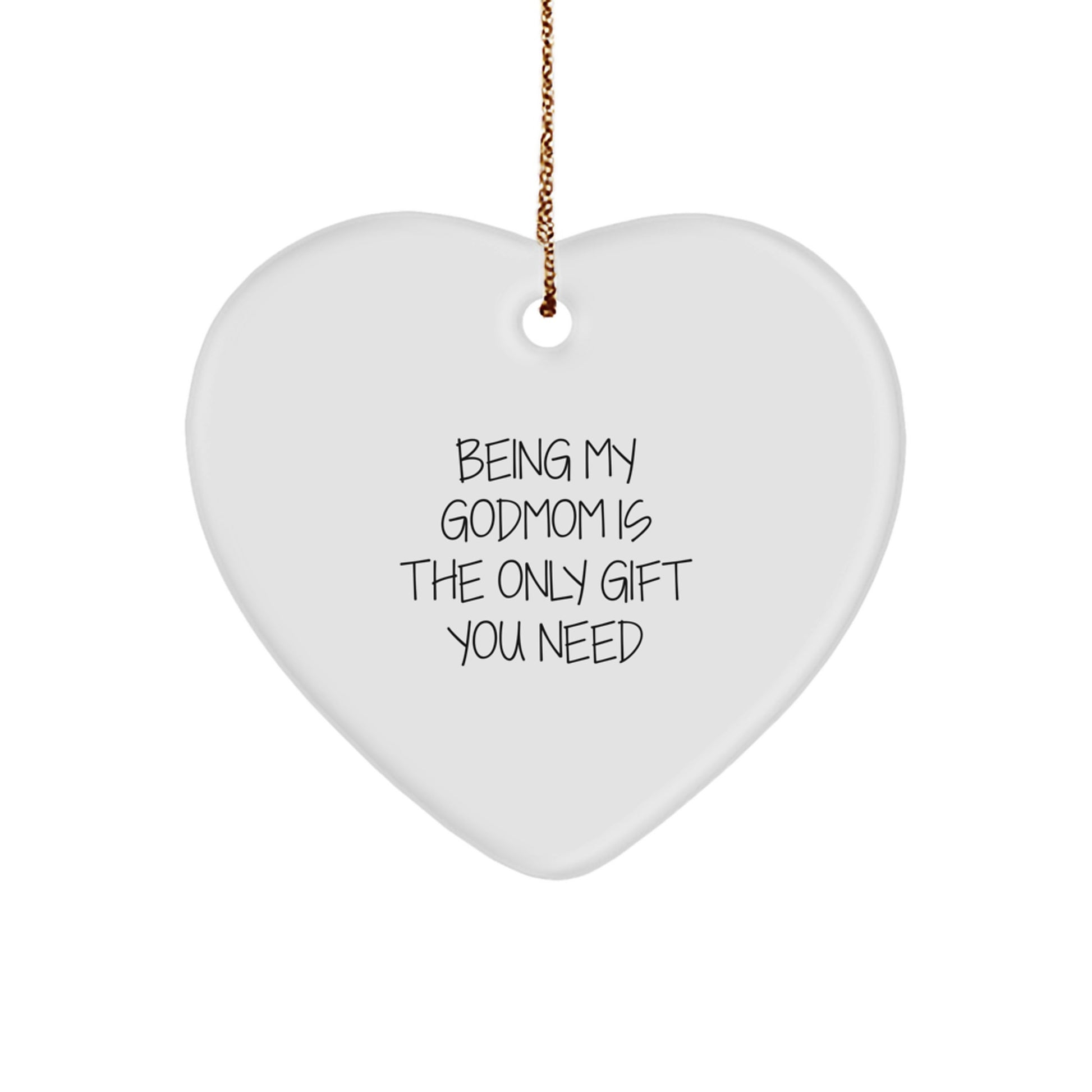 Godmom Keepsake White Heart Durable Christmas Ornament for Him Gift - Image 1