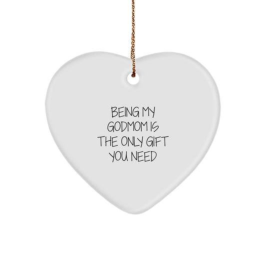 Godmom Keepsake White Heart Durable Christmas Ornament for Him Gift - Image 1