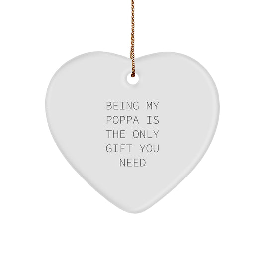 Poppa Keepsake Heart-Shaped White Christmas Ornament for Him Gift - Image 1