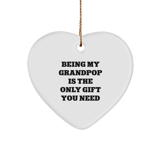 Grandpop Heart Ornament, Funny Quote Gifts from Men to Grandpop for Christmas - Image 1