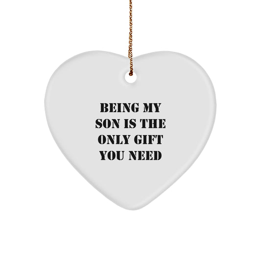 Funny Christmas Heart Ornament, Gifts for Son, 'Being My Son' Unique Present from Mom - Image 1