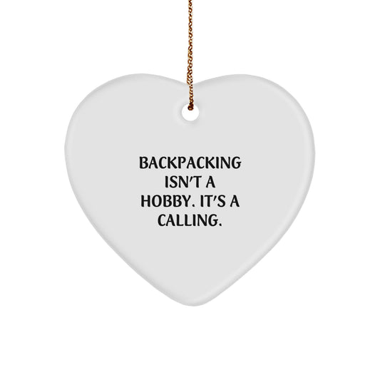 Christmas Unique Gift Heart Ornament for Her, Backpacking Calling Present - Image 1
