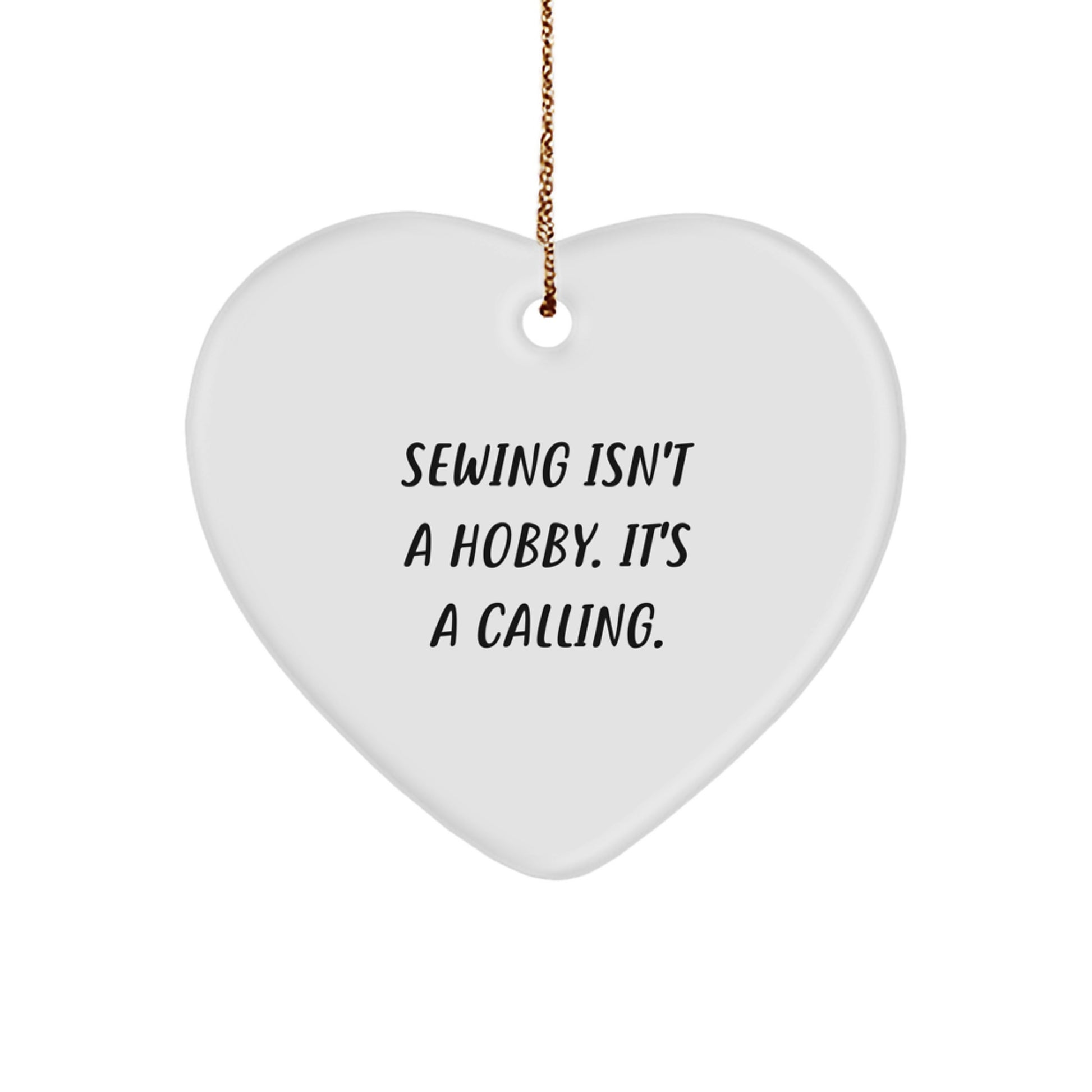 Christmas Unique Gift for Her Sewing Calling Heart Ornament Present - Image 1