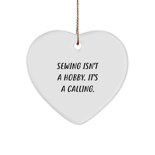 Christmas Unique Gift for Her Sewing Calling Heart Ornament Present - Image 1