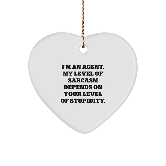 Funny Agent Gifts from Men for Agent - Heart Ornament with I'm An Agent Quote, Christmas Unique Gifts - Image 1