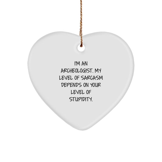 Funny Archeologist Gifts for Men - Christmas Unique Gifts from Friends - Heart Ornament with Sarcasm Quote - Archeologist Lover Gift - Image 1