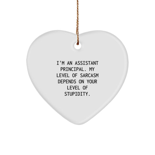 Funny Assistant Principal Gifts - I'm An Assistant Principal Heart Ornament, Sarcasm Depends On Your Level Of Stupidity, Christmas Unique Gifts from Coworkers to Assistant Principals - Image 1