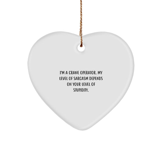 Funny Crane Operator Gifts from Men, Gifts for Crane Operator, Heart Ornament with Sarcasm Quote, Unique Christmas Unique Gifts - Image 1