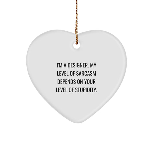 Christmas Gift Ornament for Her – Designer Heart with Sarcastic Quote - Image 1