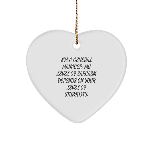 Funny General Manager Christmas Heart Ornament Gifts from Friends, Coworkers, Family - Inspirational Sarcasm Heart-Shaped Decoration - Image 1