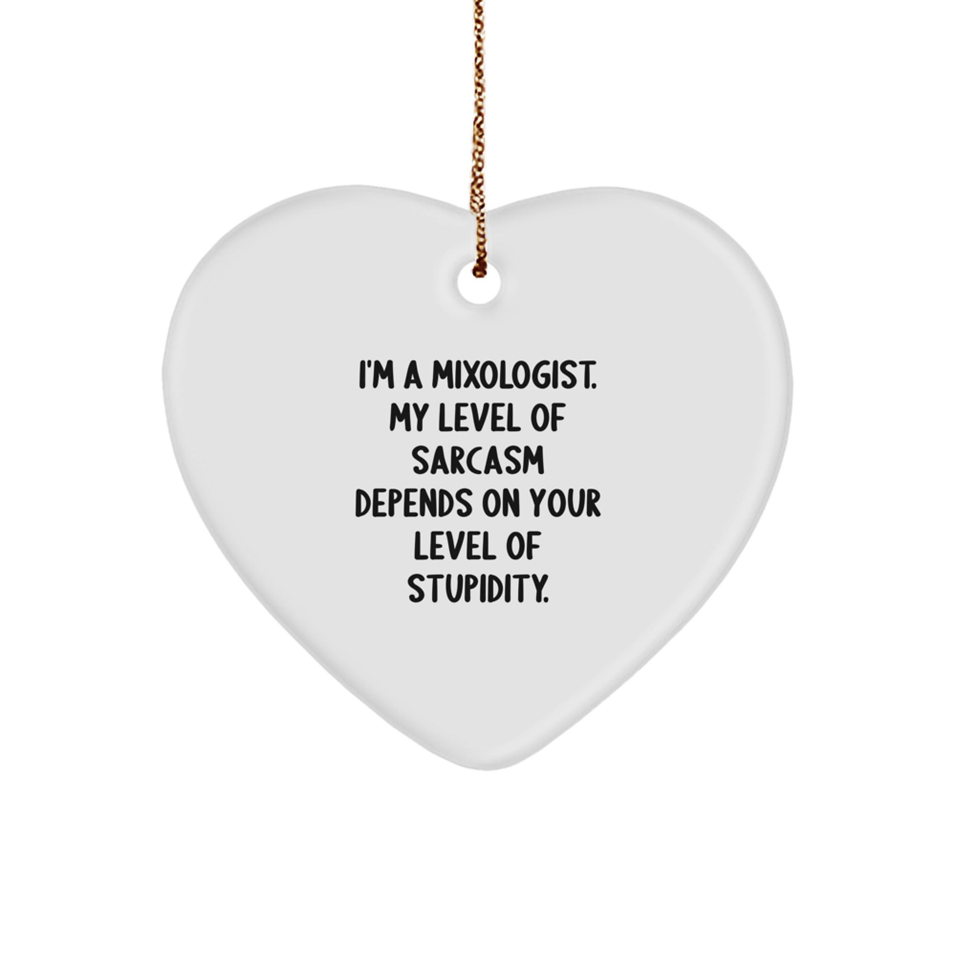 Funny Mixologist Gifts from Friends - Heart Ornament with Sarcasm Quote, Christmas Unique Present for Women, Men, Coworkers, Family, and Friends - Image 1