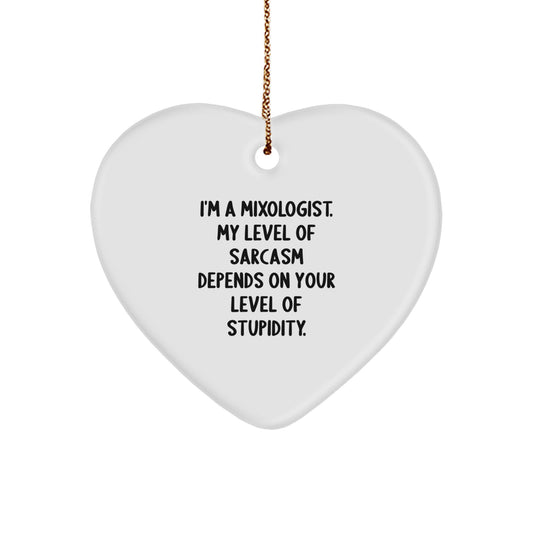 Funny Mixologist Gifts from Friends - Heart Ornament with Sarcasm Quote, Christmas Unique Present for Women, Men, Coworkers, Family, and Friends - Image 1