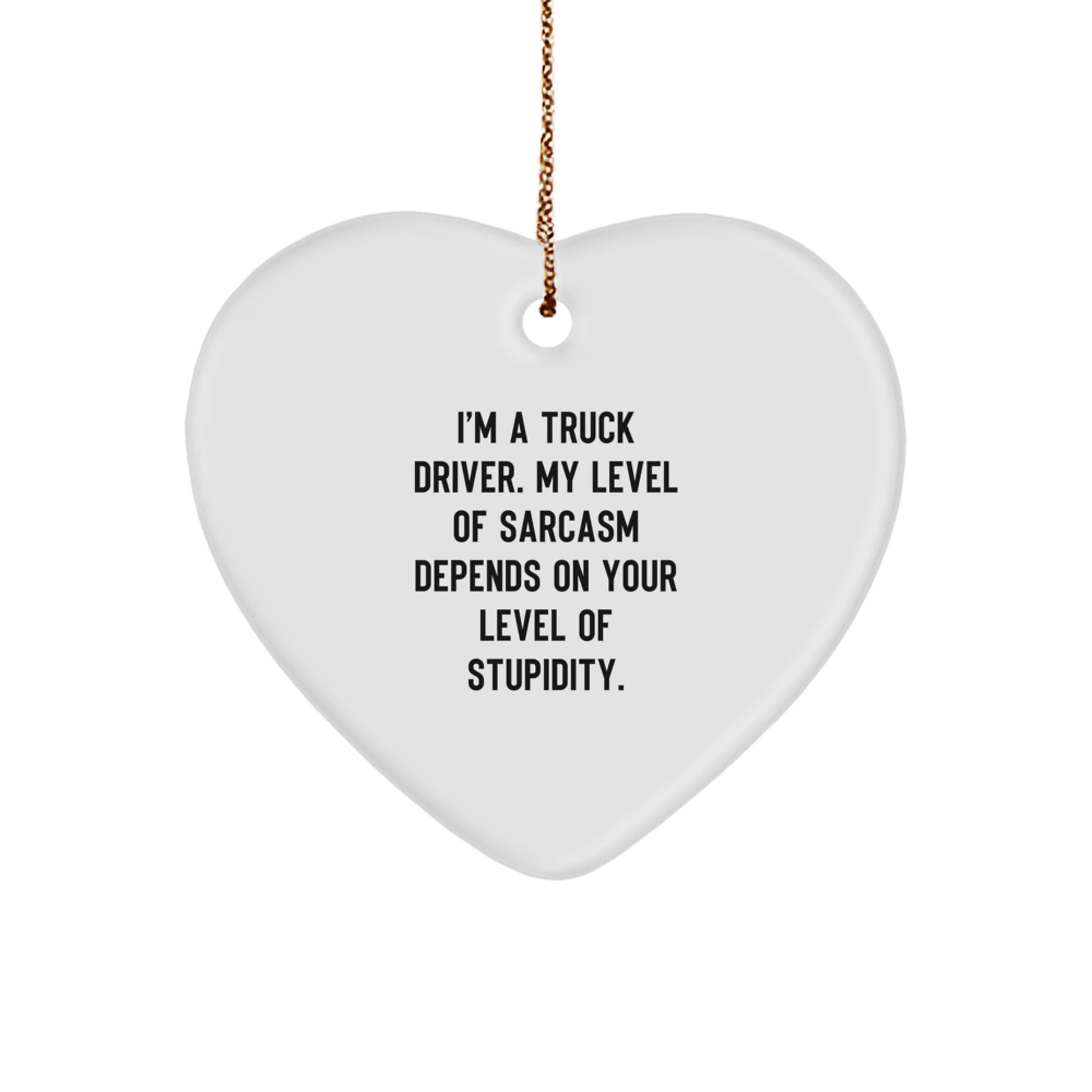Funny Truck Driver Christmas Unique Gift Heart Ornament for Him - Sarcasm Level Dependent - Gifts from Friends for Special Trucker - Image 1