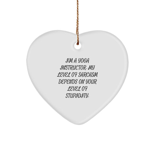 Funny Yoga Instructor Heart Ornament Gifts from Men to Women Coworkers Family - Christmas Unique Gifts for Yoga Instructor Friends with Sarcastic Quote - Image 1