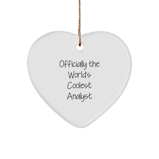 Funny Analyst Gifts from Friends, Officially The World's Coolest Analyst, Heart Ornament for Christmas Unique Gifts - Image 1