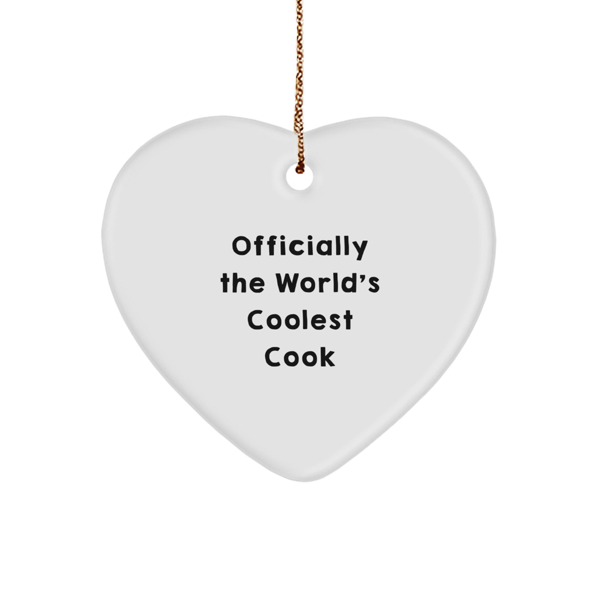 Funny Cook Gifts, Officially The World's Coolest Cook Heart Ornament, Beautiful Christmas Decorations for Cook Friends and Family - Image 1