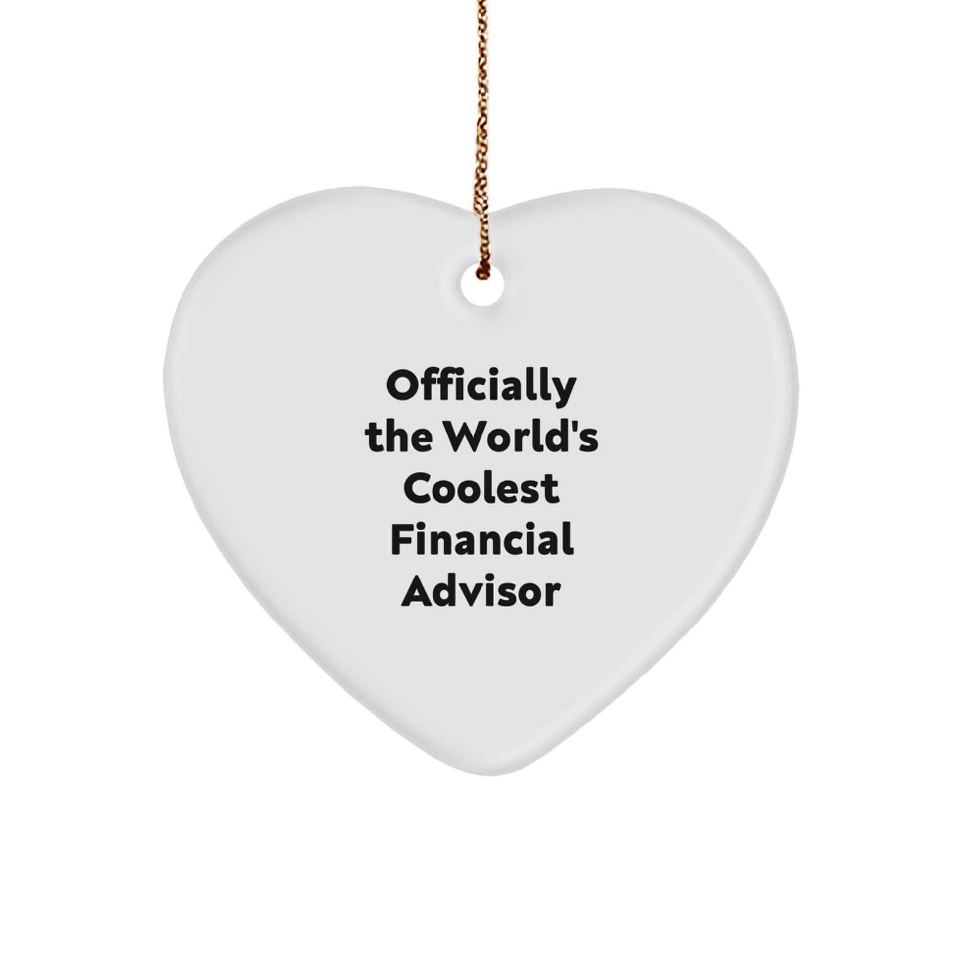 Funny Financial Advisor Gifts, Heart Ornament for Christmas Unique Gifts from Men to Women, 'Officially The World's Coolest Financial Advisor' Quote - Image 1