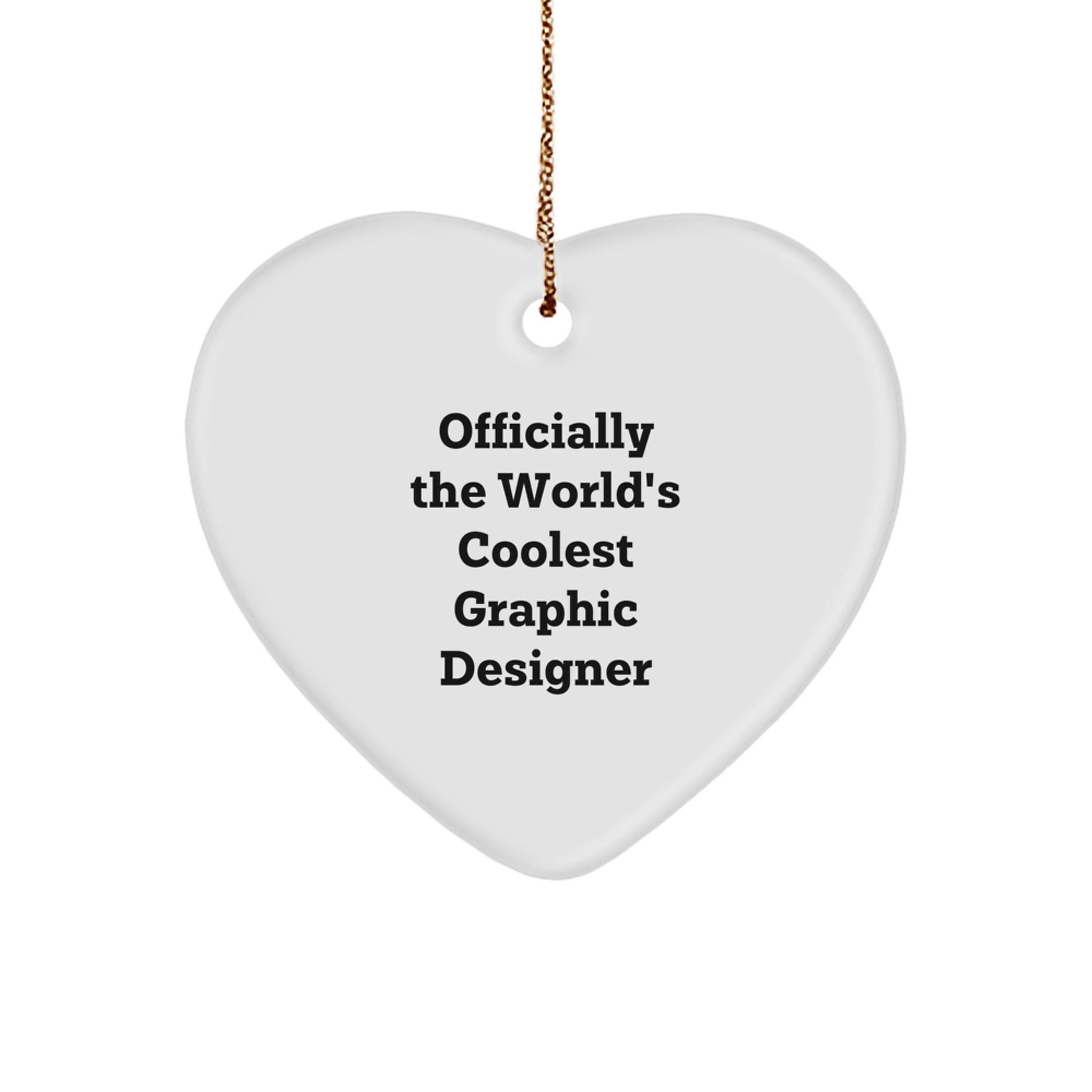 Graphic Designer Gifts from Friends - 'Officially The World's Coolest Graphic Designer' Heart Ornament, Perfect for Christmas - Image 1