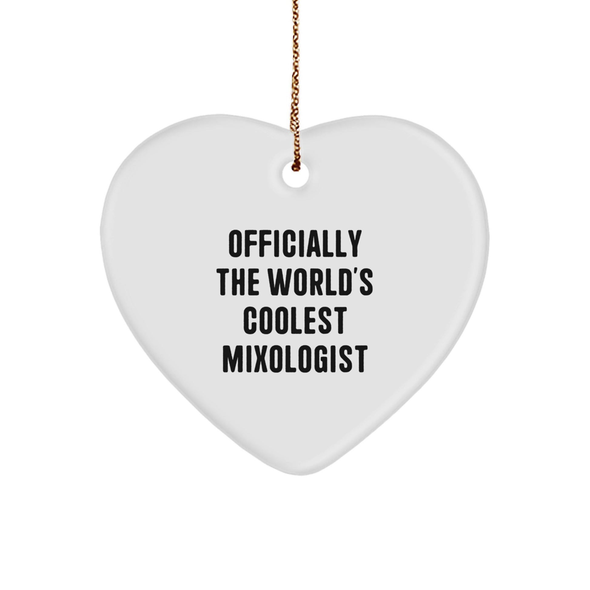 Gifts from Friends and Family for the Officially World's Coolest Mixologist, Heart Ornament for Christmas - Image 1