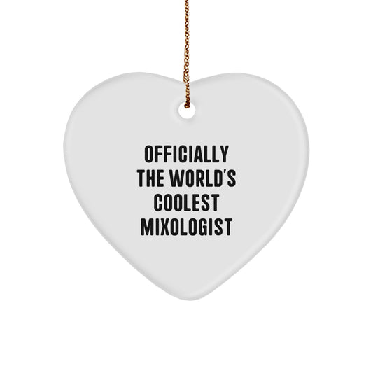 Gifts from Friends and Family for the Officially World's Coolest Mixologist, Heart Ornament for Christmas - Image 1