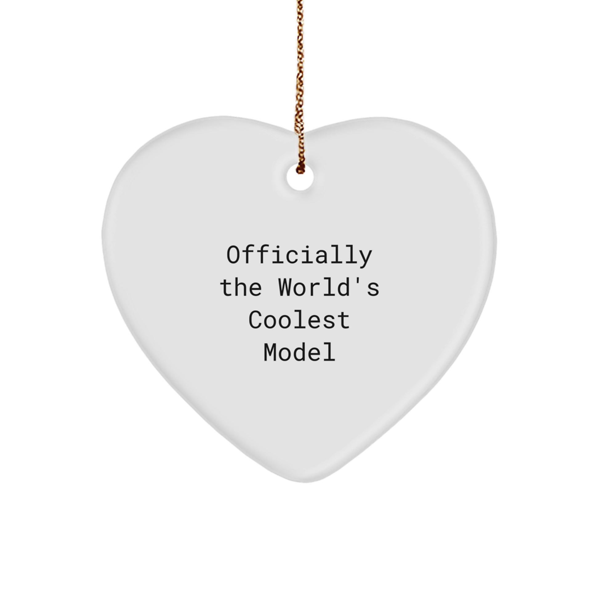 Funny Model Heart Ornament Gifts from Friends, Family, or Loved Ones - 'Officially The World's Coolest Model' for Christmas Unique Gifts - Image 1