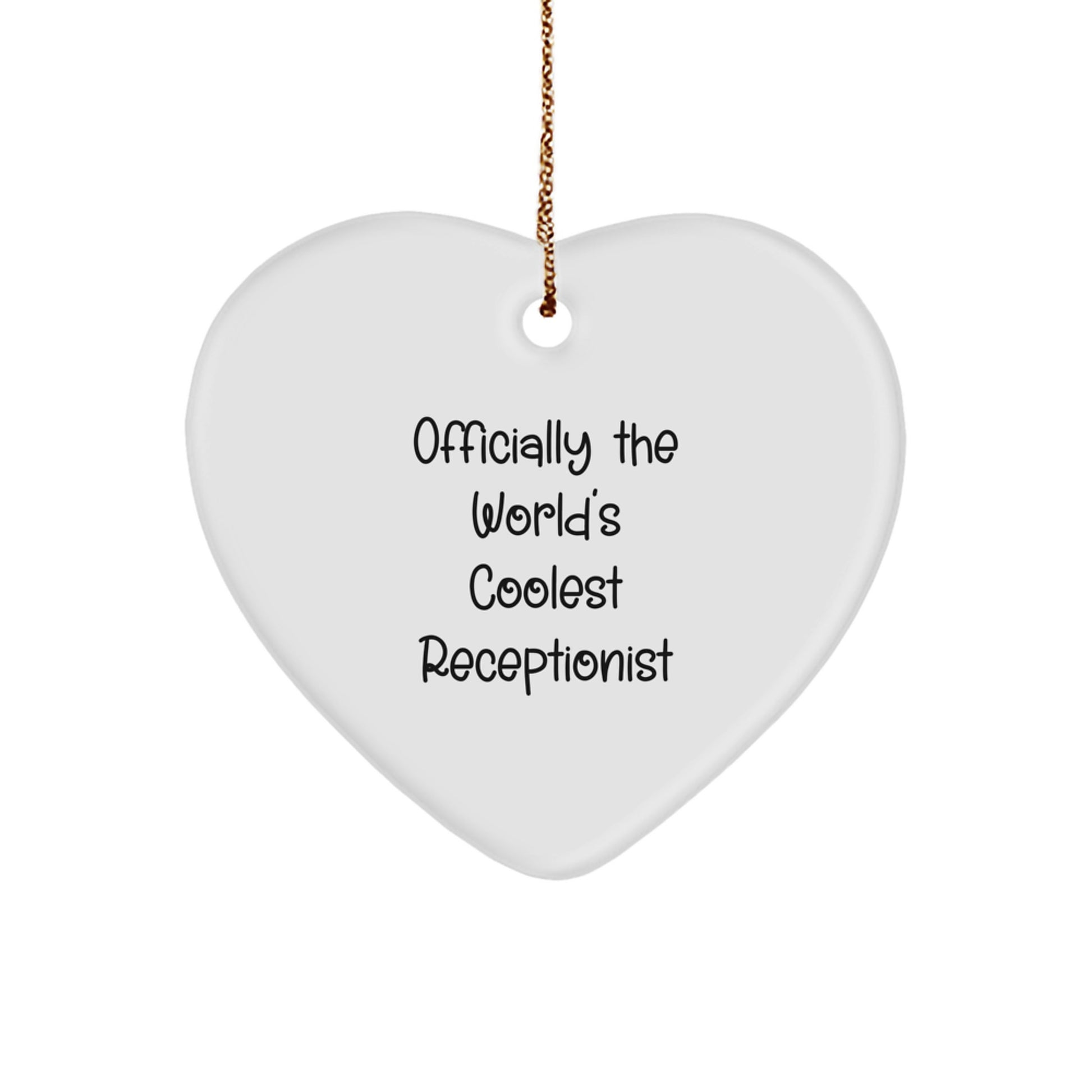 Funny Heart Ornament Gifts from Friends for Receptionist Officially The World's Coolest Receptionist Christmas Unique Gifts - Image 1